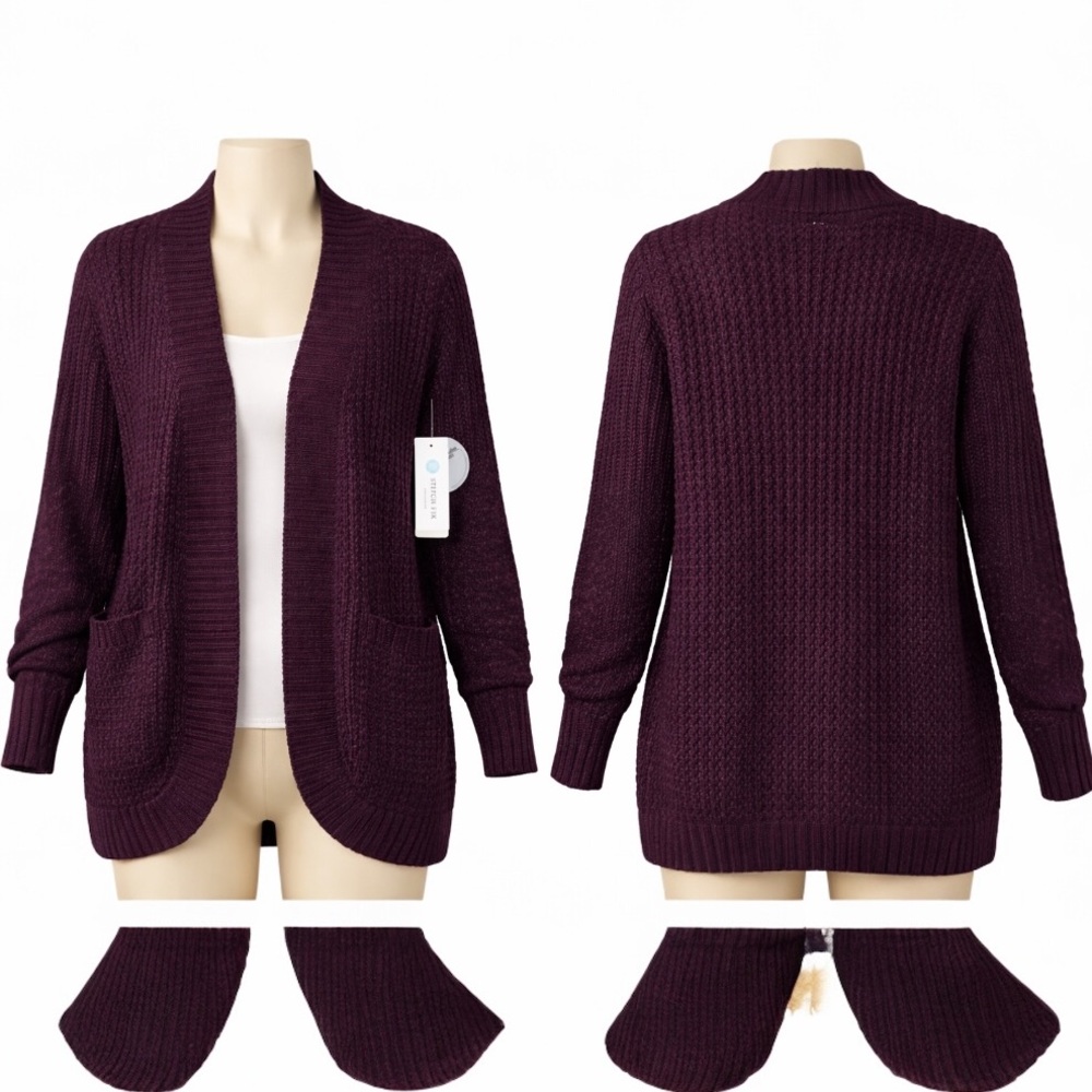 Women’s Cardigan‎ XS Purple RD Style Stitch Fix Open Front Knit Sweater NWT